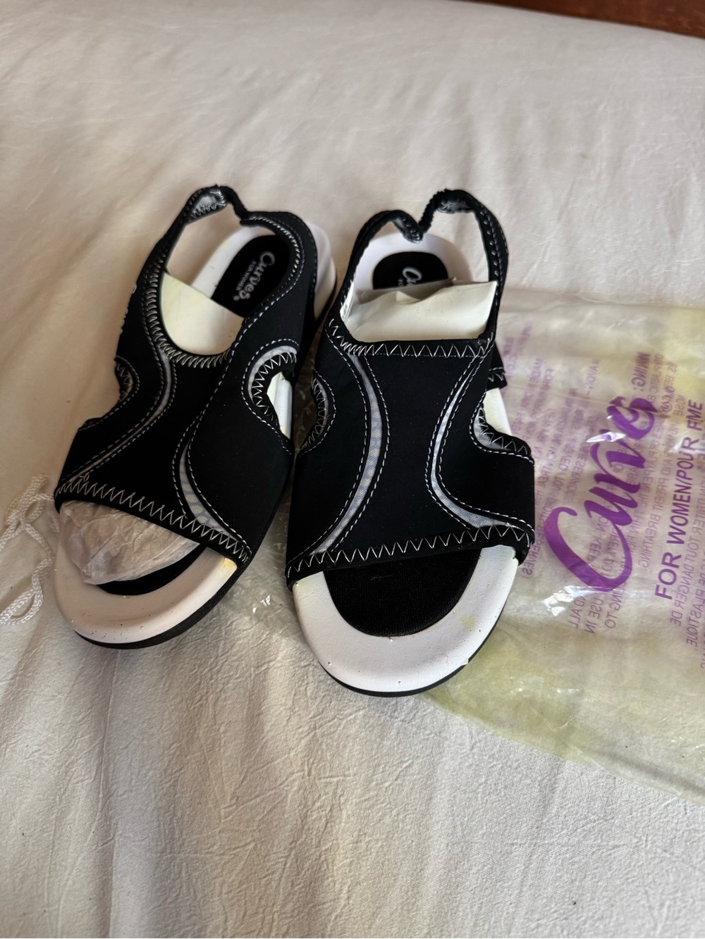 Curves by Avon Black and White Women's Open-Toe Sport Sandals